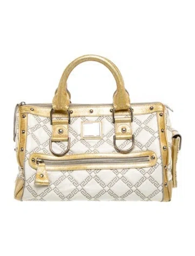 Pre-owned Versace Medusa Top Handle Bag In Neutral