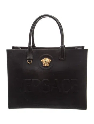 Pre-owned Versace Medusa Tote In Black