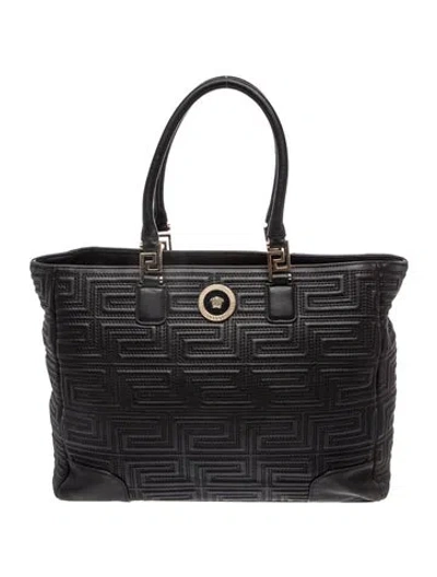 Pre-owned Versace Medusa Tote In Black