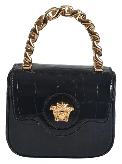 Versace Black La Medusa Leather Tote Bag