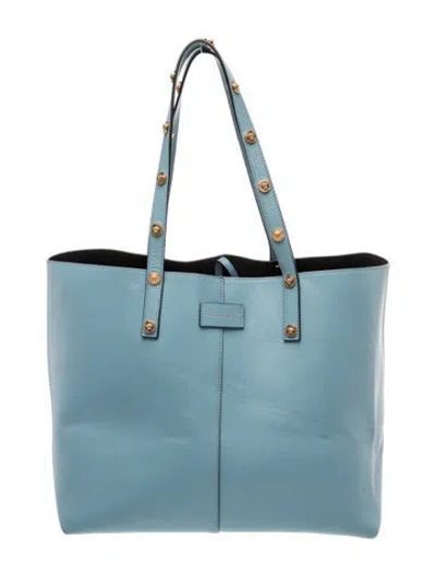 Pre-owned Versace Medusa Tote In Blue