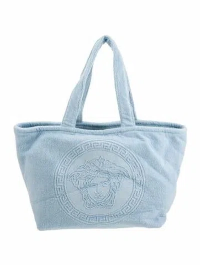 Pre-owned Versace Medusa Tote W/ Tags In Blue