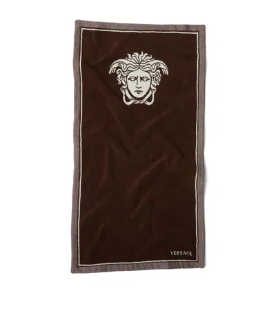 Versace Medusa Towel In Brown