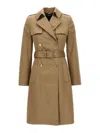 Versace Icons Belted Double-breasted Cotton-gabardine Trench Coat In Beis