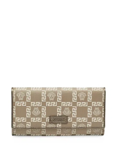 Pre-owned Versace Medusa Trifold Wallet In Neutral