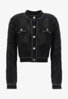 Versace Tweed Series Knit Button-front Sweater In Black
