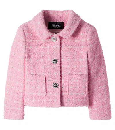 Versace Kids' Medusa Tweed Jacket In Pink