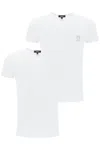 Versace White Crewneck T-shirt With Medusa Print On The Front In Cotton Stretch Man In Optical White