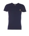 Versace Logo-print Stretch-cotton T-shirt In Blue