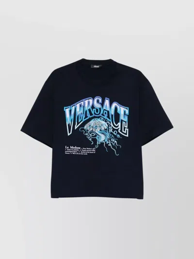 Versace Medusa Varsity Boxy T-shirt In Blue