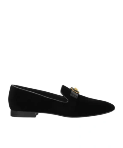 Versace Medusa Velvet Loafers In Black