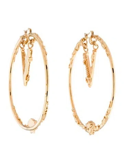 Pre-owned Versace Medusa Virtus Hoop Earrings In Multicolor