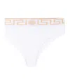 Versace Thong Briefs With Greek Key Pattern In White