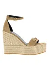 Versace Beige Wedges With Adjustable Buckle Closure And Medusa Plaque On The Front In Beige