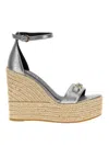Versace 'gorgone '95' Espadrille Wedges In Silver