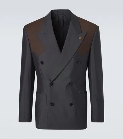 Versace Blazer Ample En Laine Et Mohair In Gray