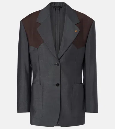 Versace Medusa Wool And Mohair Blazer In Gray