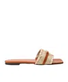 Versace Medusa Raffia Fringe Flat Slide Sandals In Nude