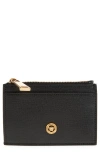 Versace Medusa Zip Leather Card Case In Black  Gold