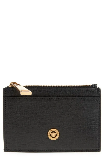 Versace Medusa Zip Leather Card Case In Metallic