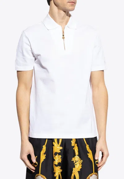 Versace Medusa Zip Polo T-shirt In White