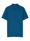 Versace Medusa Zip-up Polo Shirt In Blue