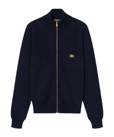 Versace Medusa Zipped Cardigan In Blue