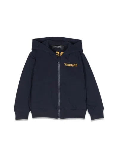Versace Medusa Zipper Hoodie In Blue