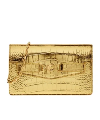 Versace Medusa'95 Crocodile Effect Shoulder Bag In Gold