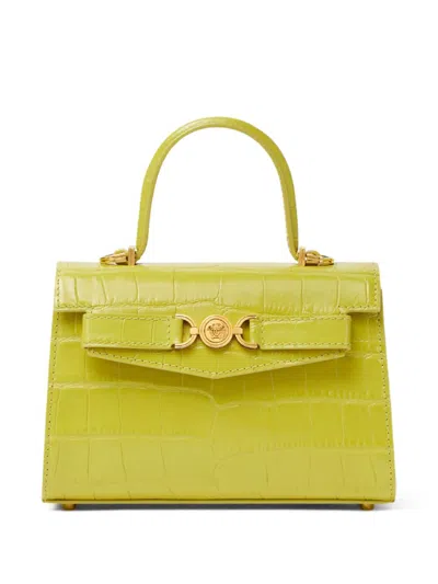 Versace Small Medusa'95 Crocodile-embossed Tote Bag In Green