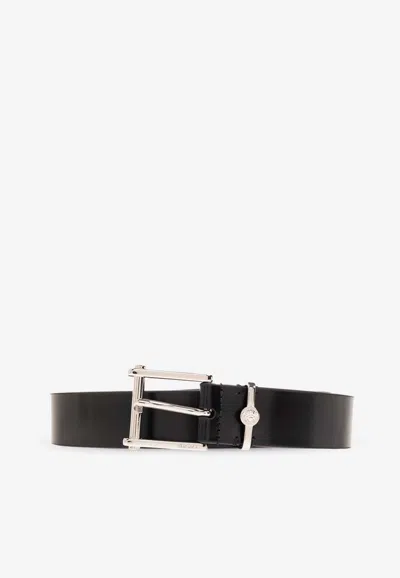 Versace Medusa-buckle Calf Leather Belt In Black