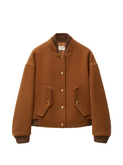 Versace Medusa-button Bomber Jacket In Brown