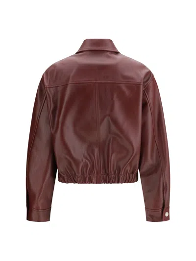 Versace Medusa-button Leather Jacket In Burgundy