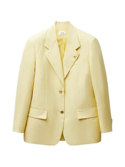 Versace Medusa-button Single-breasted Blazer In Yellow