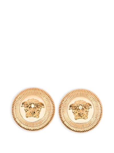 Pre-owned Versace Medusa-detail Earrings In Gold