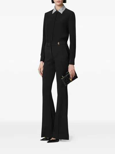 Versace Medusa-embellished Silk Shirt In Black