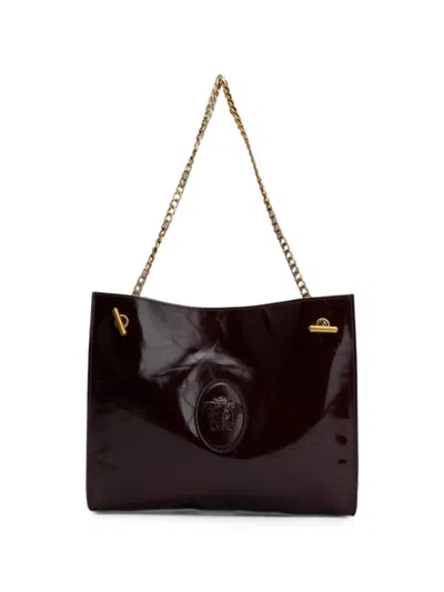 Versace Medusa-embellishment Chain-strap Tote Bag In Brown