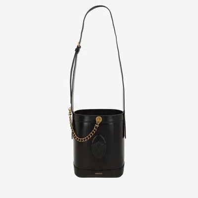 Versace Medusa-emblem Leather Bucket Bag In Black