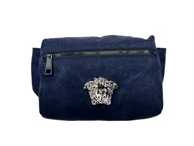 Versace Medusa-emblem Nylon Belt Bag In Navy
