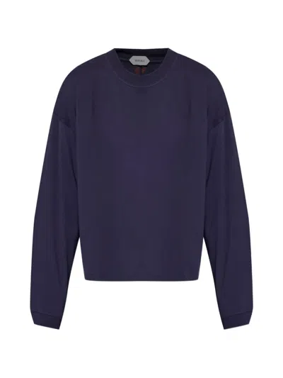 Versace Medusa-embroidered Long-sleeved T-shirt In Blue