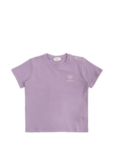 Versace Babies' Medusa-embroidered T-shirt In Purple