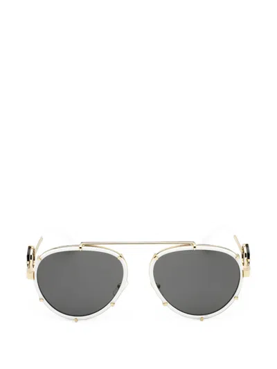 Versace Medusa-motif Pilot-frame Sunglasses In White