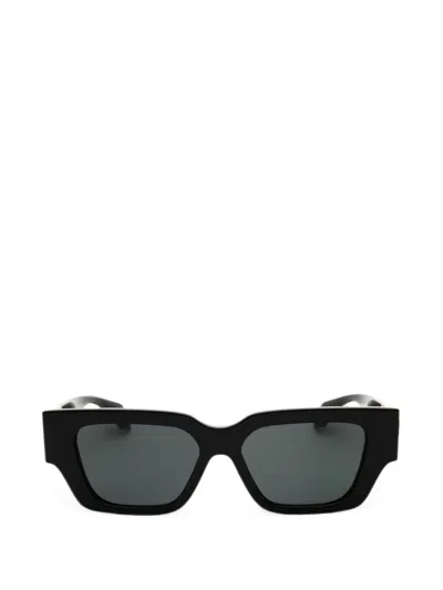 Versace Medusa-motif Rectangular-frame Sunglasses In Black