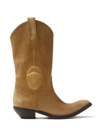 Versace Medusa-patch Cowboy Boots In Multi