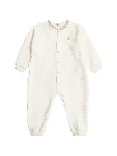 Versace Medusa-patch Greca-trim Babygrow In Gray