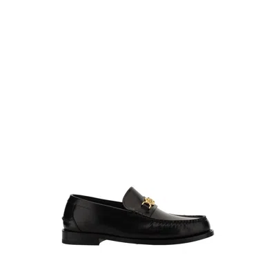 Versace Medusa-plaque Calf Leather Loafer In Black
