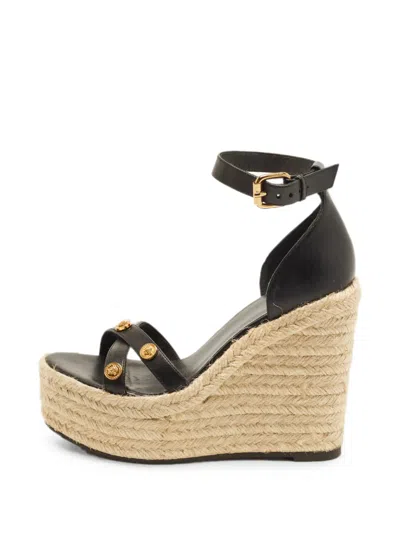 Pre-owned Versace Medusa-plaque Espadrilles In Black