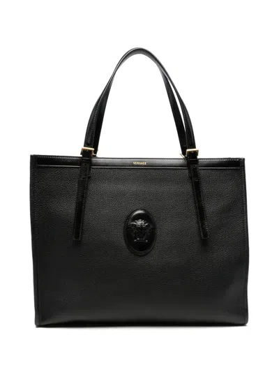Versace Medusa-plaque Leather Tote Bag In Black