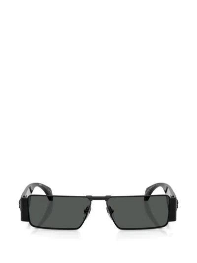 Versace Medusa-plaque Rectangle-frame Sunglasses In Black