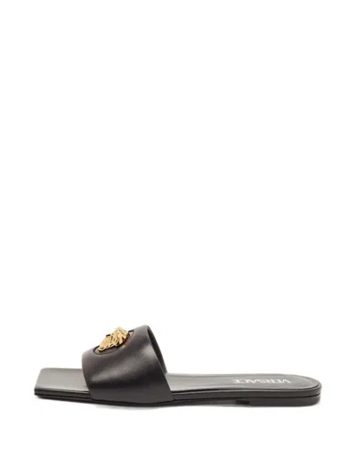 Pre-owned Versace Medusa-plaque Sandals In Black
